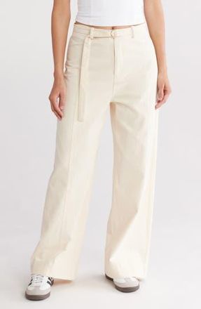 Elodie Relaxed Belted Trousers in Cream at Nordstrom Rack, Size X-Small