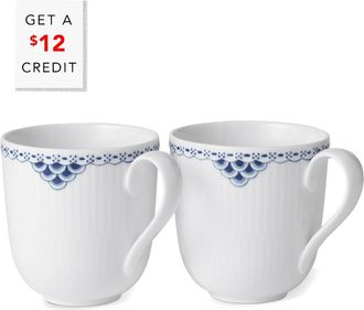 ROYAL COPENHAGEN Set Of Two 12.5Oz Princess Mugswith $12 Credit