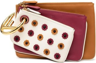 Fendi Pre-owned Fendi Leather Flowerland Triplette Clutch Ladies 8BS001 A1FS 188 0059