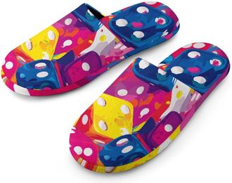 Generic Colorful Dices Mens House Slippers Slip Indoor Slipper On Shoes Warm Outdoor