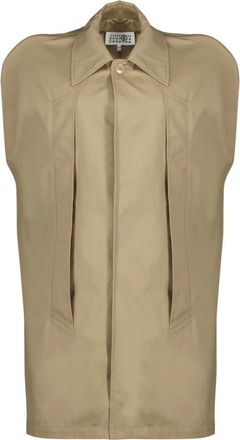 Maison Margiela Waterdichte Katoenen Cape Coat - Dames - Bodywarmers - Beige - S - Katoen - Jassen