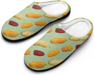 Generic Corn Cobs Mens House Slippers Memory Foam Washable Cotton Slip on Home Shoes