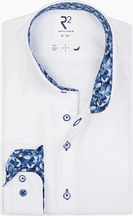 R2 Mens R2 CUT AWAY COLLAR LONG SLEEVED SHIRT WHITE - Size: 48/50