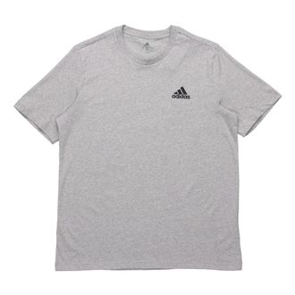 adidas Essentials Embroidered Logo Sports Round Neck Short Sleeve Gray GK9641