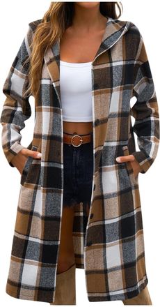 Generic Womens Hoodies Oversized Sweatshirts Fashion Casual Button Flannel Plaid Jackets Loose Long Sleeve Cardigans Coats Baggy Outerwear Fall Clothes Winter