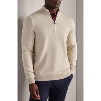 Rhone Commuter Quarter Zip Sweater in Bone at Nordstrom, Size Xx-Large