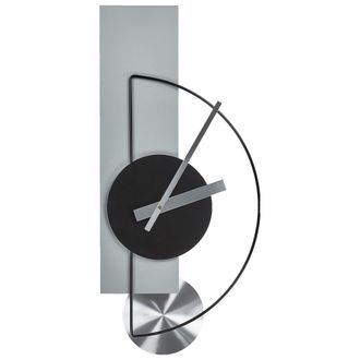 Beliani Reloj De Pared Decoraci&oacute;n Colgante 31 X 63 Cm Dise&ntilde;o Moderno Con P&eacute;ndulo Decorativo Sin N&uacute;meros Acero Gris Cevins