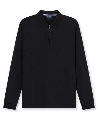 Olymp Langarm-Poloshirt OLYMP, Herren, Gr. XXL, schwarz, Jersey, Obermaterial: 100% Baumwolle, regular fit, Rippb&uuml;ndchen, Shirts Langarm-Poloshirt, unifarbe