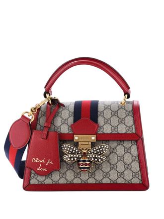 Gucci Queen Margaret Top Handle Bag GG Coated Canvas with Leather Small satchel - Bruin