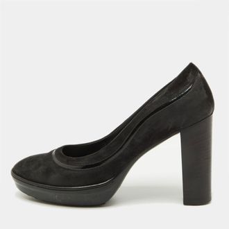 Tod's Tods Black Suede Round Toe Platform Pumps