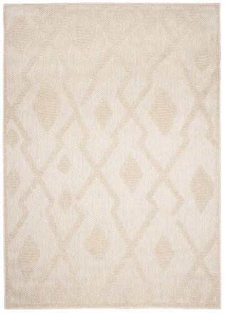 Tapiso Alfombra exterior interior 3D beige crema &eacute;tnica 140 x 200 cm