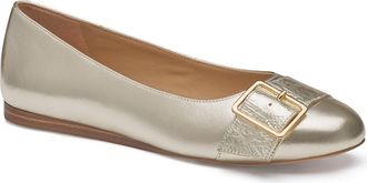 Johnston & Murphy Claire Belted Flat in Gold/crinkled Sheepskin at Nordstrom, Size 9.5