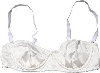 Dolce & Gabbana Womens White Semi-Pad Underwire Balconette Bra Underwear Elastane Silk Clothing