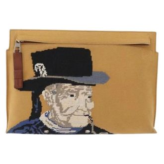Loewe Pre-owned Leren Clutch - Dames - Pre-owned - Beige - Maat: ONE Size Leer