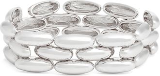 Nordstrom Pebble Link Wide Stretch Bracelet in Silver at Nordstrom