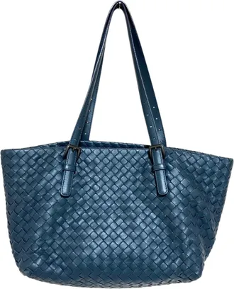 Bottega Veneta Intrecciato Navy Intrecciato Tote Bag (Pre-Owned)