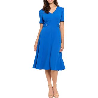 London Times Waist Tab Midi Dress in Turkish Sea at Nordstrom Rack, Size 12P