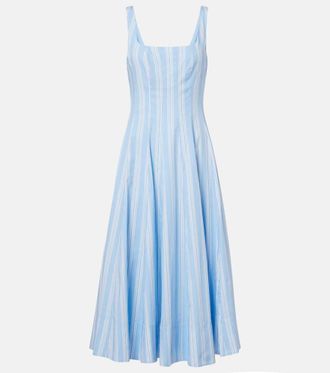 Staud Wells striped cotton midi dress