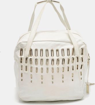 Jimmy Choo London White Leather Dessy Satchel