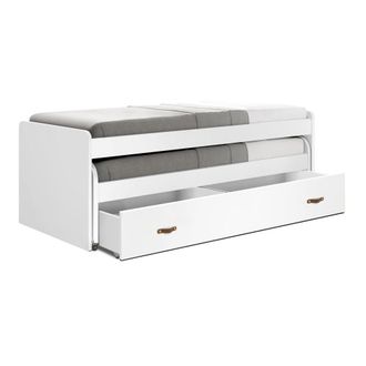 Muemue Cama + cajones aglomerado blanco con somieres 90x200cm