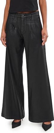 AG - Adriano Goldschmied Dorine Mid Rise Pleated Palazzo Womens Jeans Ltt Lt Super Black : 32 33, Cotton/Denim/Elastane