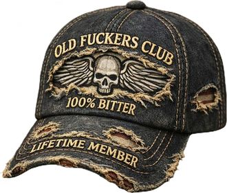 Generic Old Fuckers Club Vintage Baseball Cap - Adjustable Embroidered 3D Raised Retro, 100% Bitter Lifetime Member Adjustable Distressed Hat, Old Fuckers Clu