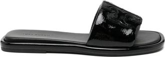 Tory Burch square toe sandals - women - Leather/Leather/Rubber - 6.5 - Black