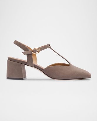 Bernardo Romi Suede T-Strap Pumps