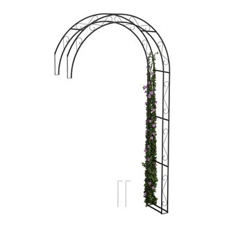 Relaxdays Relaxdays Arco Jard&iacute;n Semicircular, Metal, 245x130x36 Cm, Soporte Enredaderas Y Rosas, Tutor Plantas Trepadoras, Negro