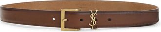 Saint Laurent Brown Logo Solid Belt