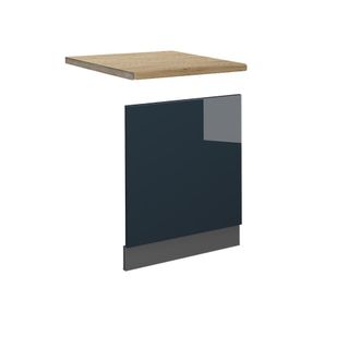 Vicco Panel Frontal Fame-line, Azul Oscuro Alto Brillo, 60 Cm, Et Roble