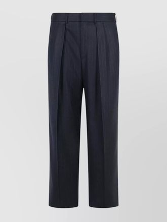 Tom Ford wool pleated pinstripe straight-leg tailored trousers