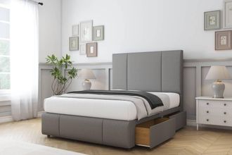Sloomy Lisbon Dumfries Divan Set 2 Drawers-26 Headboard-Footboard in Light Grey | Size: King