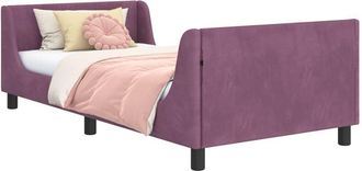 vidaXL Cama Para Ni&ntilde;os Con Cabecero Morado 90 X 190 Cm Terciopelo Vidaxl