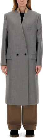 Moschino Grey Mandarin Collar Trench Coat