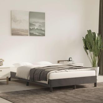 vidaXL Estructura De Cama Sin Colch&oacute;n Terciopelo Gris Oscuro 120x190cm Vidaxl
