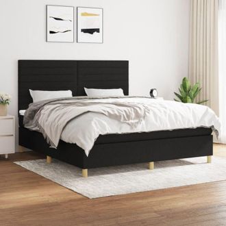 vidaXL Vidaxl - Cama Box Spring Con Colch&oacute;n Tela Negro 160x200 Cm