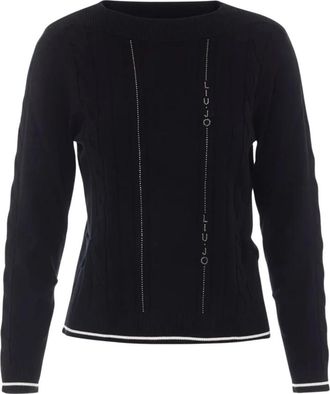 Liu Jo ECS Maglia Chiusa - Dames - Ronde hals truien - Zwart - XS - Polyester - Truien & Vesten