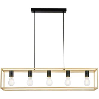 Luce-Ambiente-Design Lampadario a sospensione kimera in metallo nero e oro a cinque luci