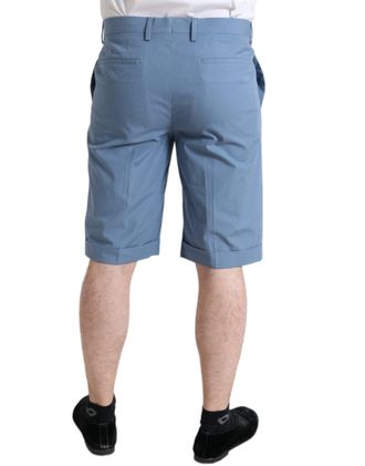 Dolce & Gabbana Sky Blue Cotton Folded Hem Men Bermuda Shorts Light