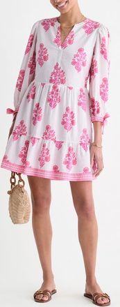 Vineyard Vines Tessa Floral Tie Sleeve Minidress in Floral White Cap at Nordstrom, Size X-Small