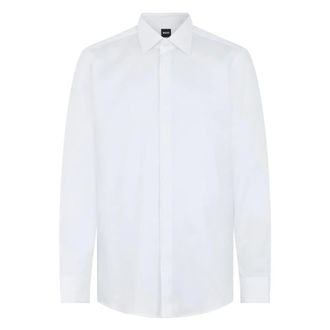 HUGO BOSS Hugo, Formal Shirts, male, White, Size: 2XL Cotton Shirt with Long Sleeves
