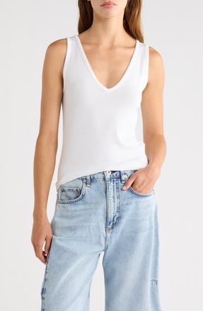 Rag & Bone The Knit V-Neck Tank in White at Nordstrom, Size Medium