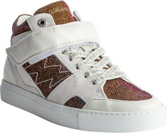 Zadig&Voltaire Mid Flash Sparkle Leather Sneaker