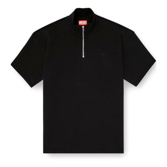 Diesel Sudadera de manga corta con media cremallera en scuba ligero - Tops - Hombre - Negro - 2XL
