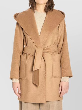 Max Mara rialto coat with hood and patch pockets