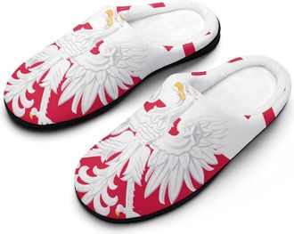 Generic Polska Poland Polish Flag Mens House Slippers Memory Foam Washable Cotton Slip on Home Shoes