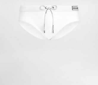 Dolce & Gabbana Swim Briefs With Logo - Man Beachwear White 4