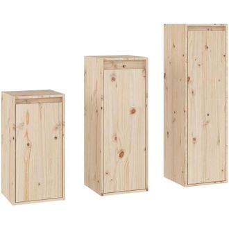 vidaXL Vidaxl - Muebles Para Tv 3 Piezas Madera Maciza De Pino