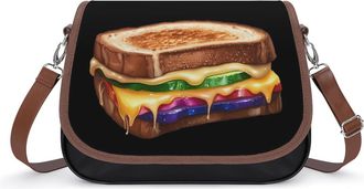 Generic Rainbow Grilled Cheese Sandwich Small Womens Crossbody Bags Shoulder Handbag with Adjustable Strap for Travel